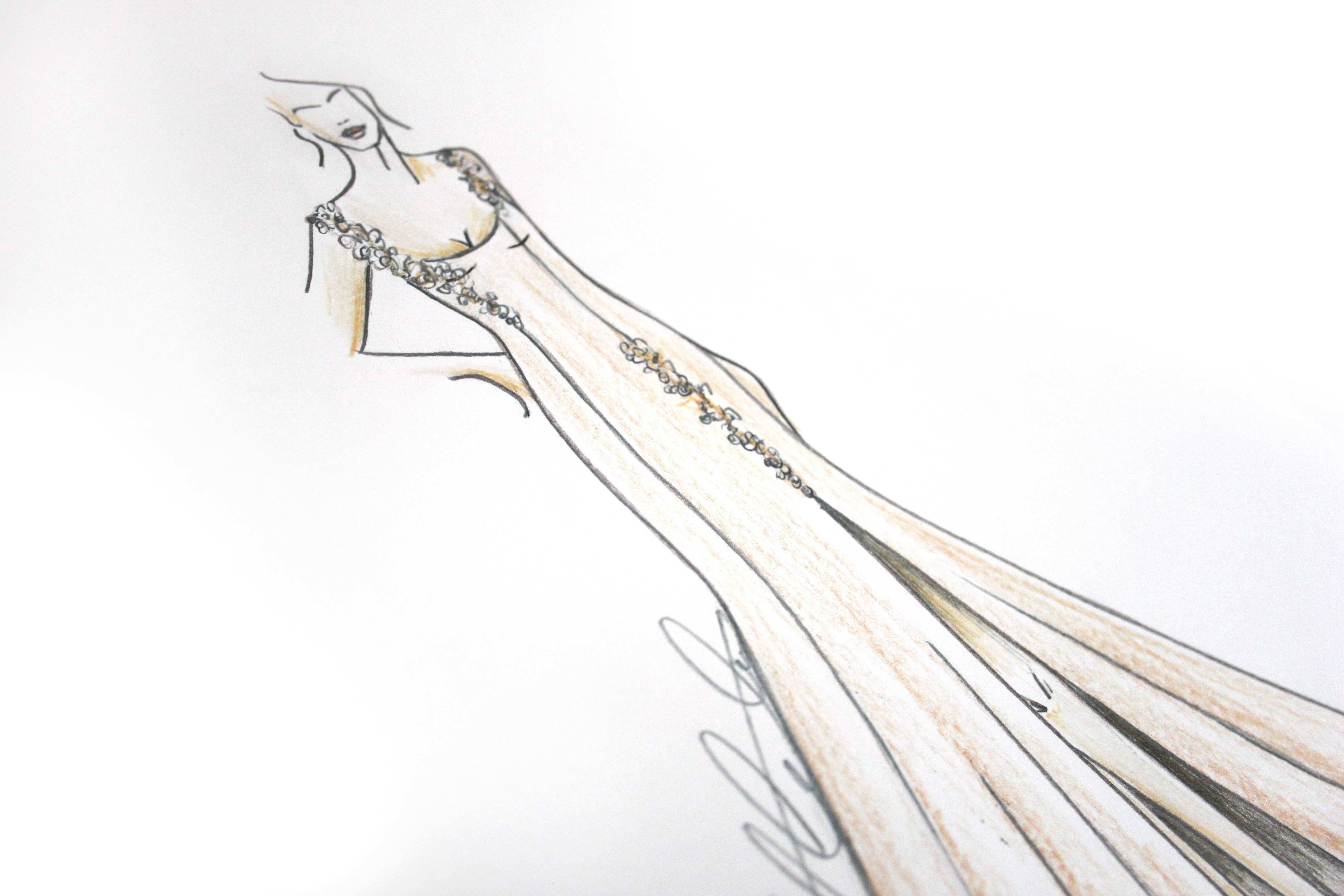 Bridal wedding custom line illustration