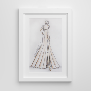Bridal wedding line illustration framed