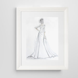 Bridal wedding illustration front framed