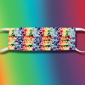 Rainbow hearts face mask